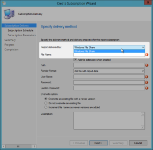 SCCM report subscription in ssrs