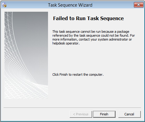 Failed to resolve selected task sequence dependencies 0x80040104