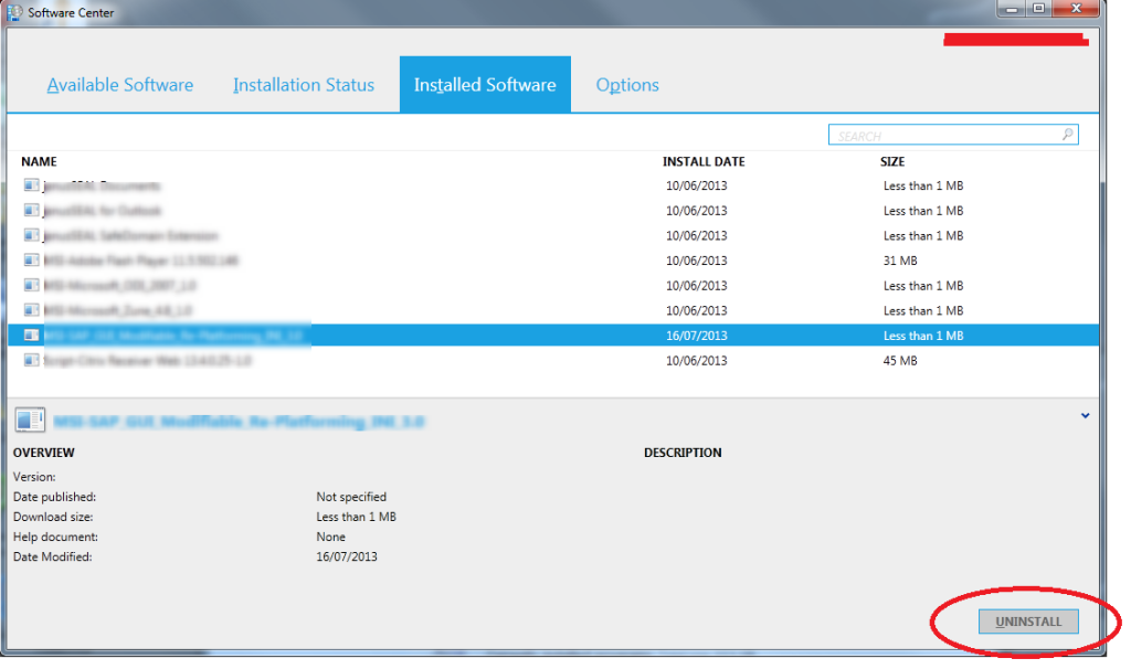 SCCM 2012 R2 application uninstall button is grayed out