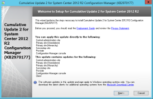 SCCM 2012 r2 CU2 installation guide