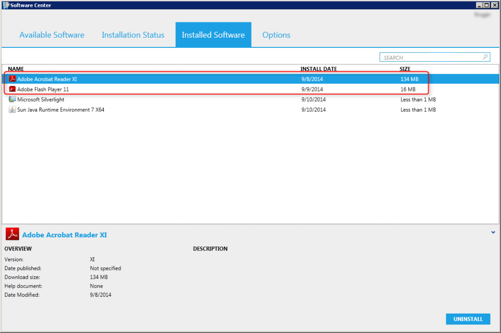 SCCM Software Center Less 1Mb