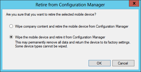 SCCM 2012 mobile device management features