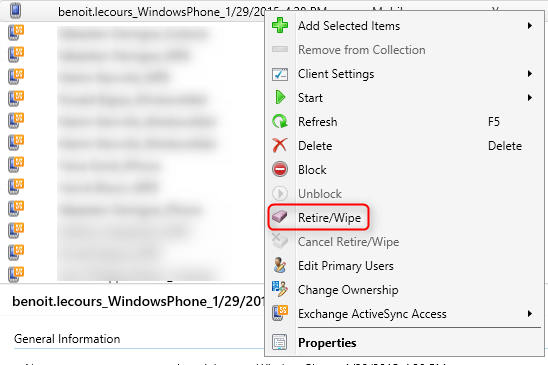 SCCM 2012 mobile device management features