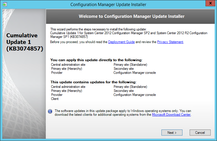 SCCM 2012 R2 SP1 CU1 Installation guide