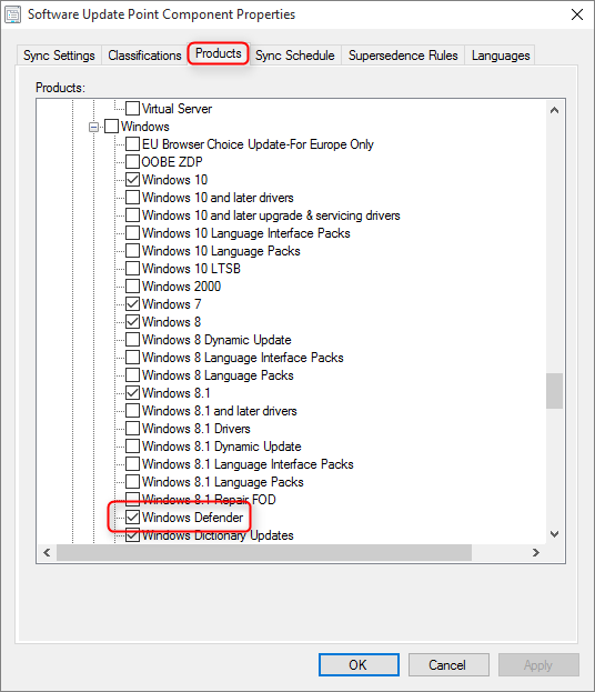 sccm 2012 windows 10 endpoint protection