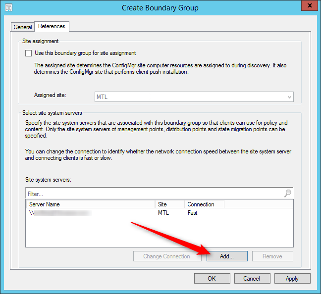 sccm boundary group site assignment