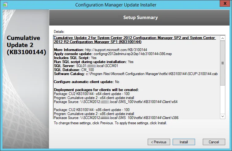 SCCM 2012 R2 SP1 CU2 Installation guide