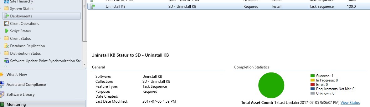 SCCM Uninstall Windows Update