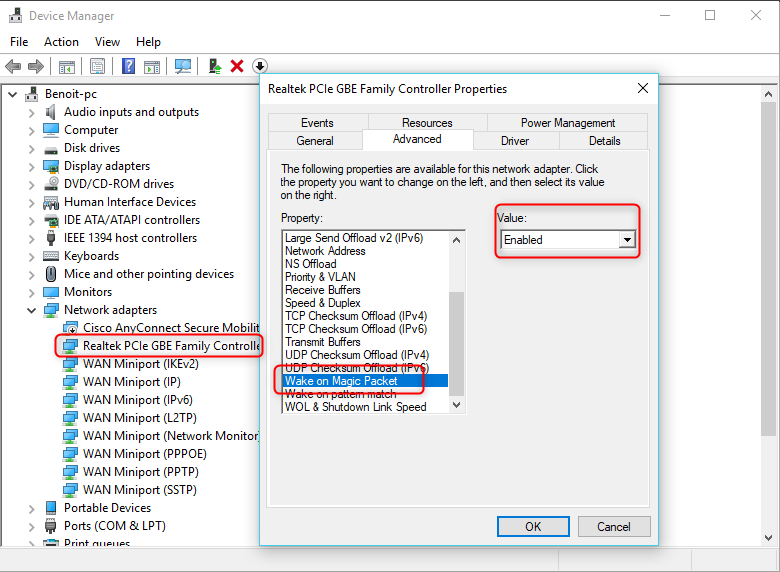 Disable offload. Magic Packet Wake on lan. Wake on lan устройство. Large send offload. PPTP сетевой адаптер.