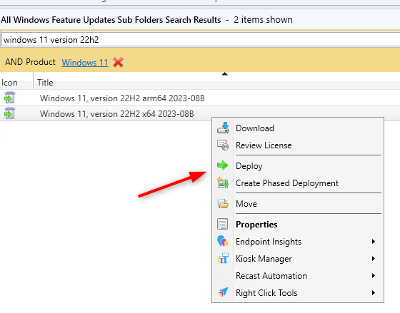 SCCM Windows 11 22H2