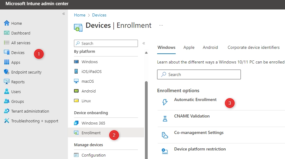 Intune Windows Devices Enrollment