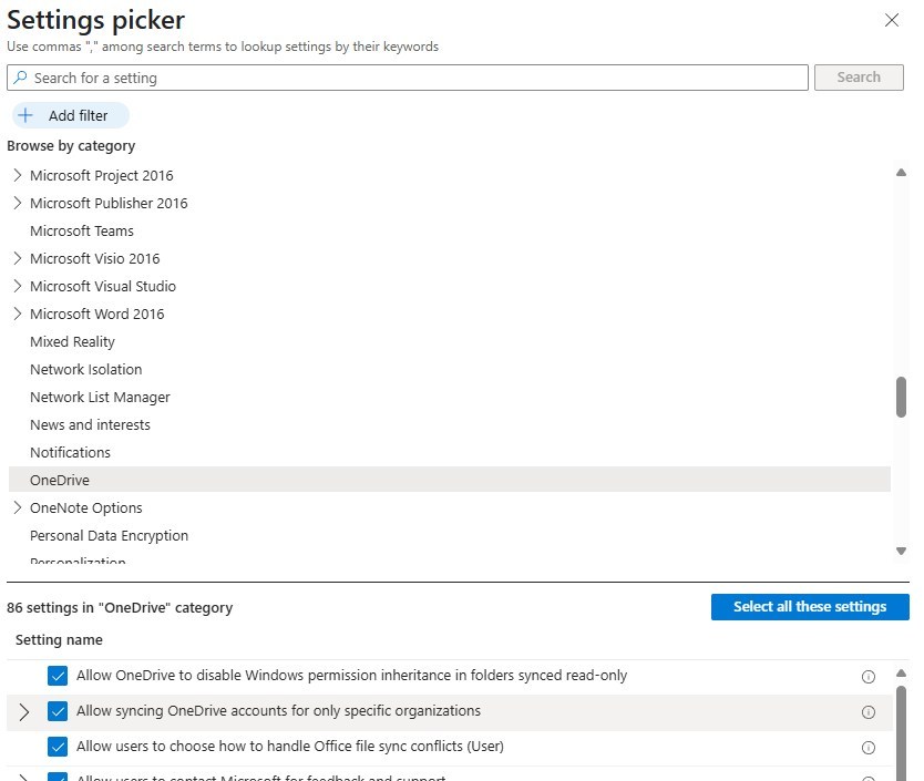 Intune Windows 11 OneDrive policy