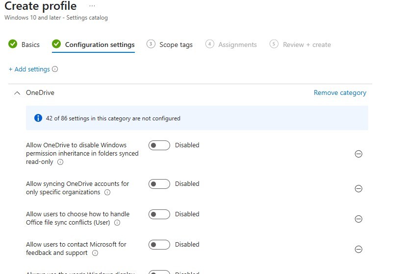 Intune Windows 11 OneDrive policy