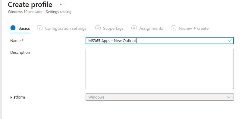 intune new outlook policy