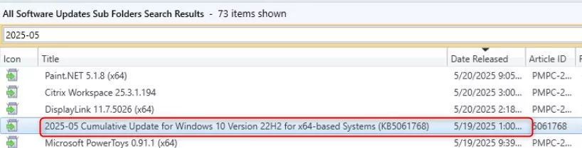 SCCM import out-of-band update