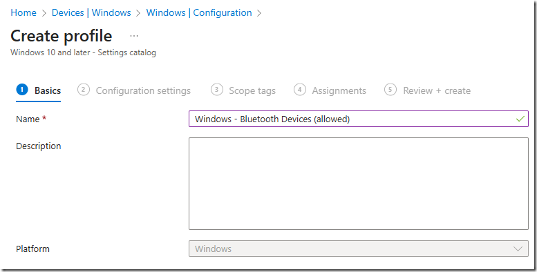 intune block bluetooth