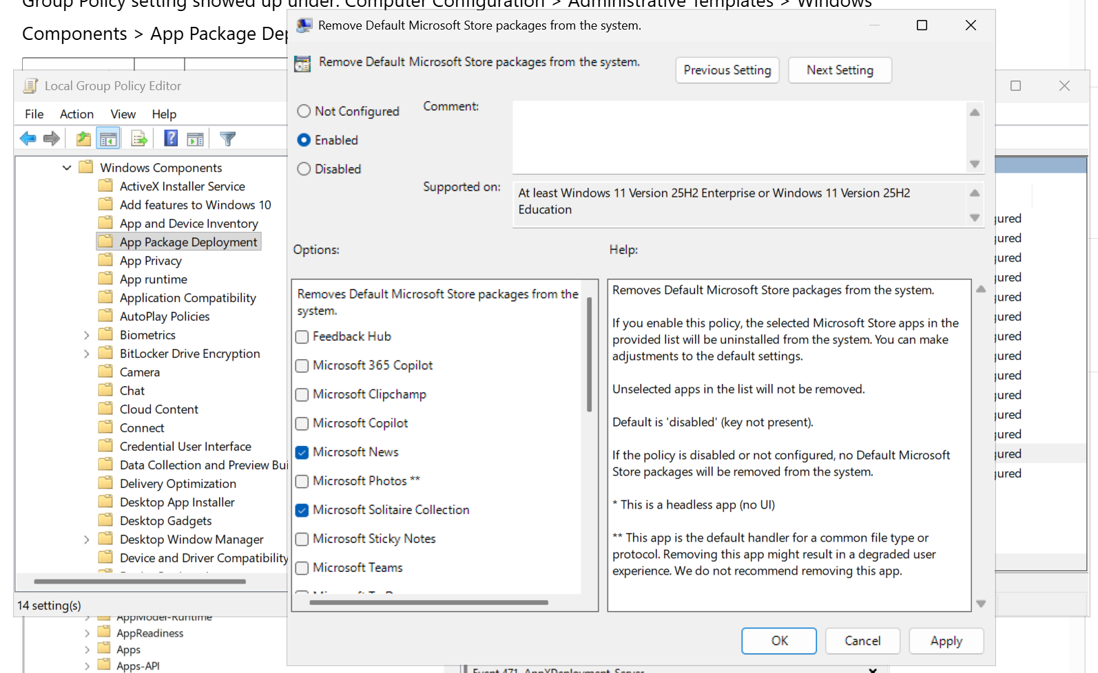 Intune Remove Microsoft Store packages