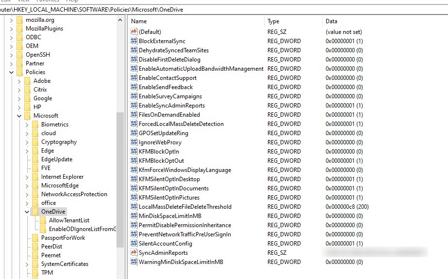 Intune Windows 11 OneDrive policy