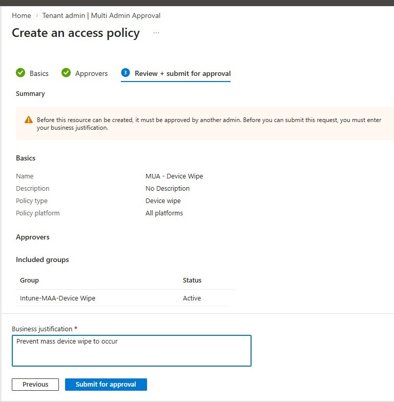 Intune Multi-Admin Approval