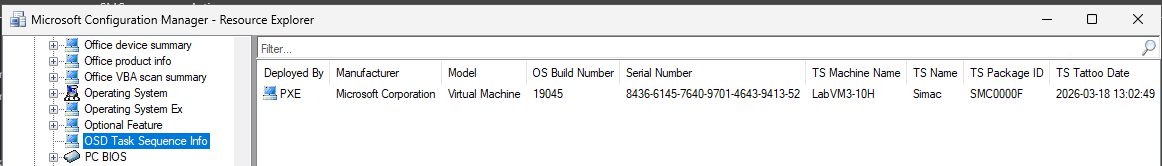 OSD Task Sequence information