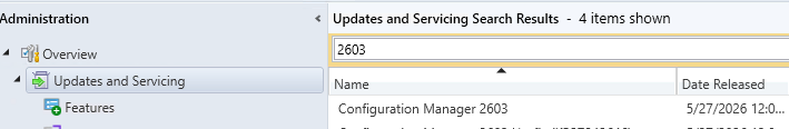 SCCM 2603 upgrade guide