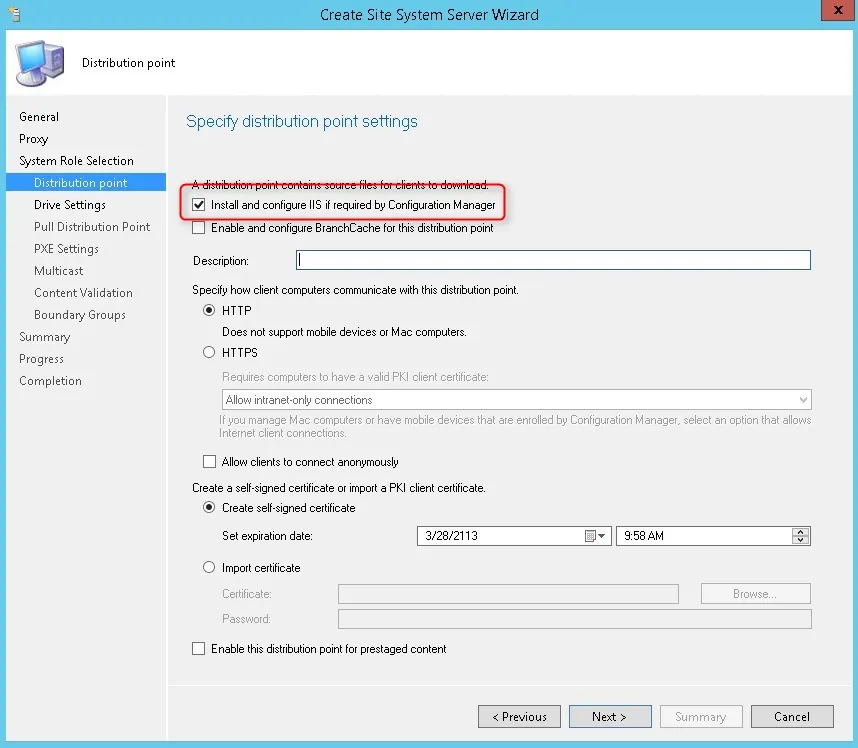 SCCM 2012 Distribution Point Installation