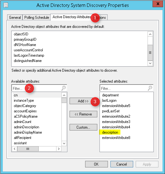 SCCM active directory attributes