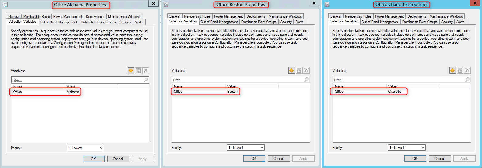 Collection variables Task Sequence