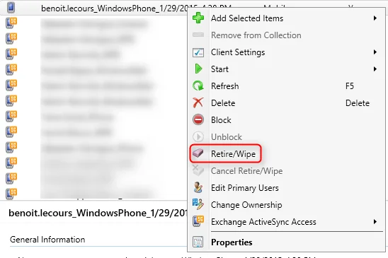 SCCM 2012 mobile device management features