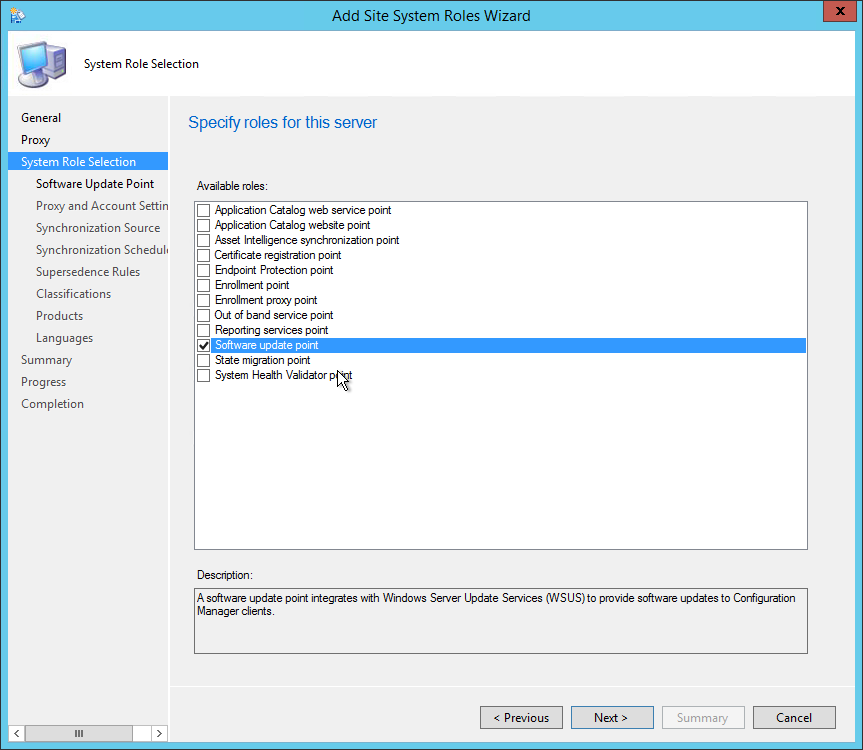 sccm 2012 software update point