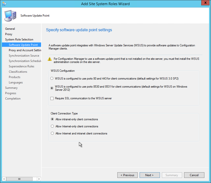 sccm 2012 software update point