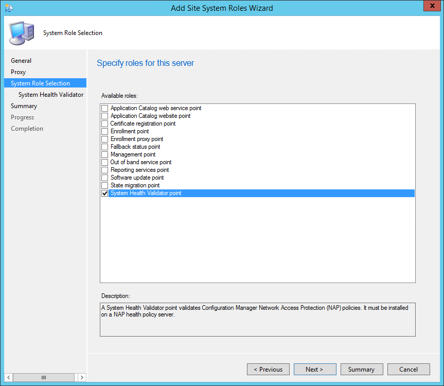 sccm 2012 System Health Validator Point