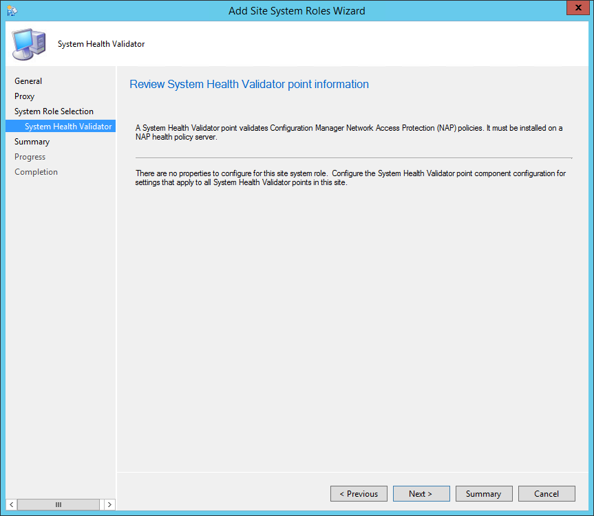 sccm 2012 System Health Validator Point