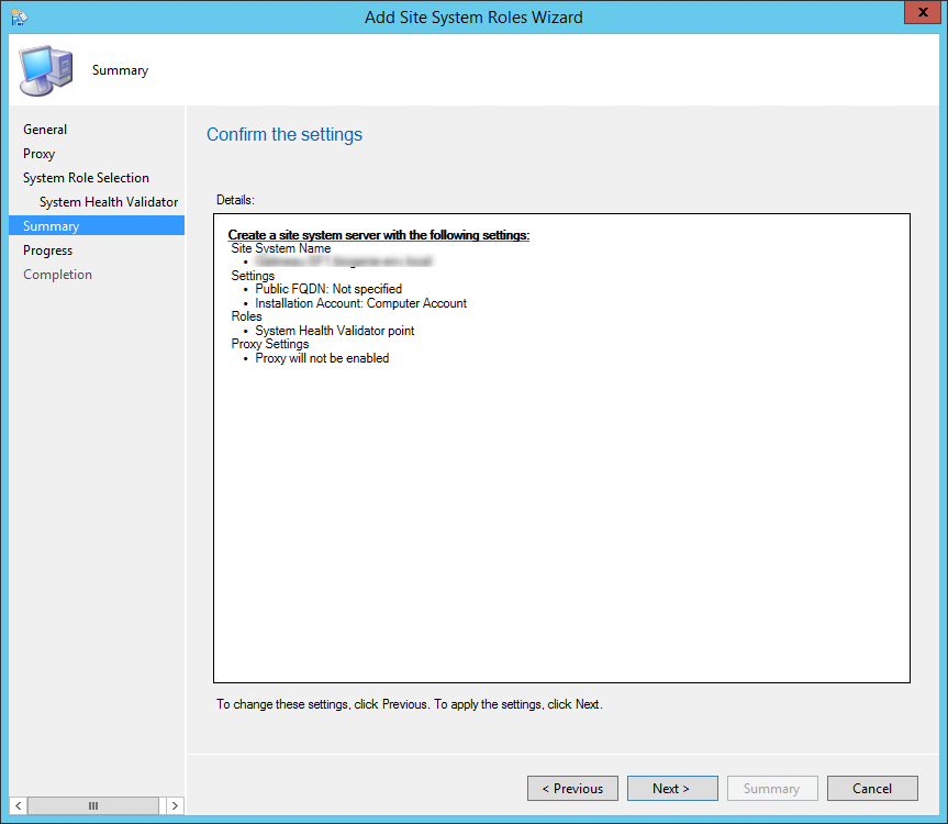 sccm 2012 System Health Validator Point