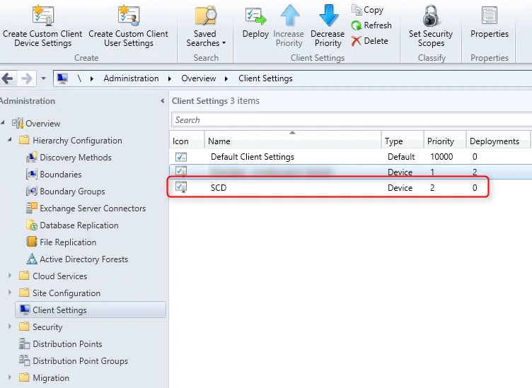 SCCM 2012 client settings