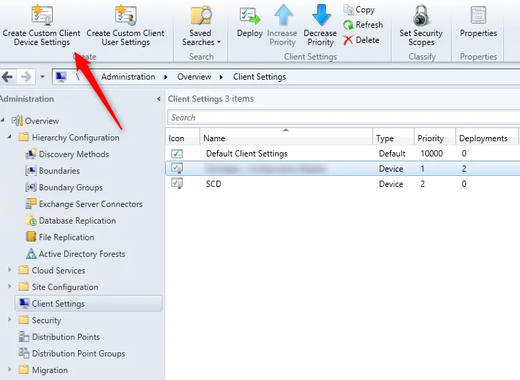 SCCM 2012 client settings