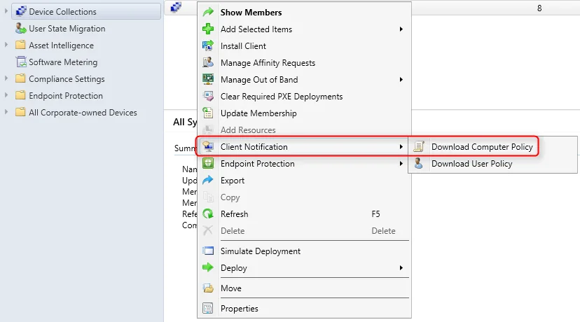 SCCM 2012 client settings