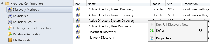 SCCM Discovery Methods