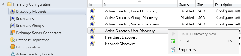 SCCM Discovery Methods