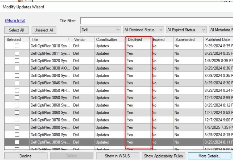 SCCM Clean WSusContent