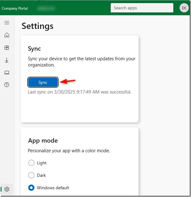 image Intune Windows Device Sync