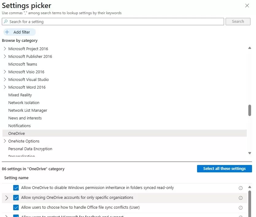 Intune Windows 11 OneDrive policy