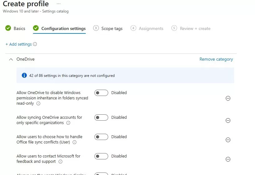 Intune Windows 11 OneDrive policy