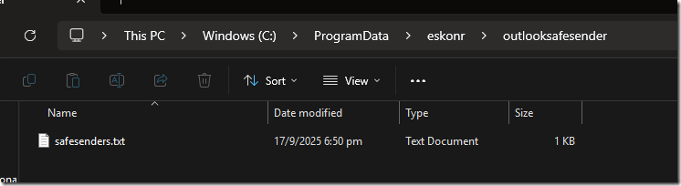 Intune Outlook Safe Senders