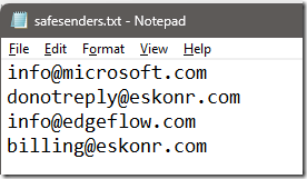 Intune Outlook Safe Senders