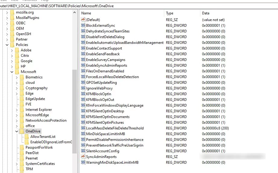 Intune Windows 11 OneDrive policy